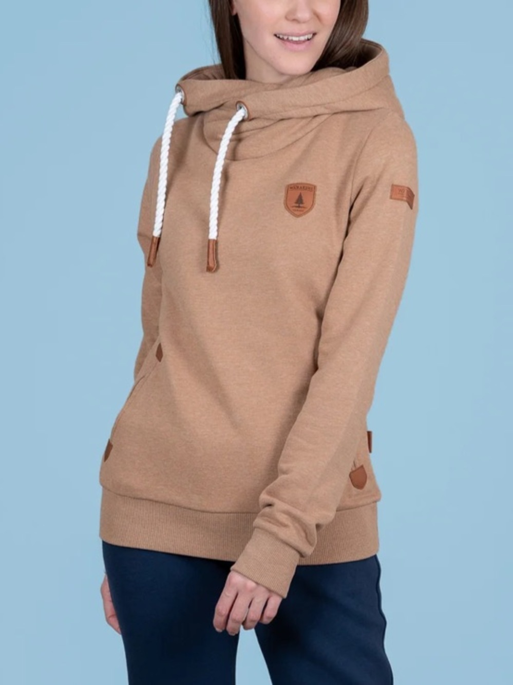 Naketano Brown Hoodie with Drawcords, Size Medium